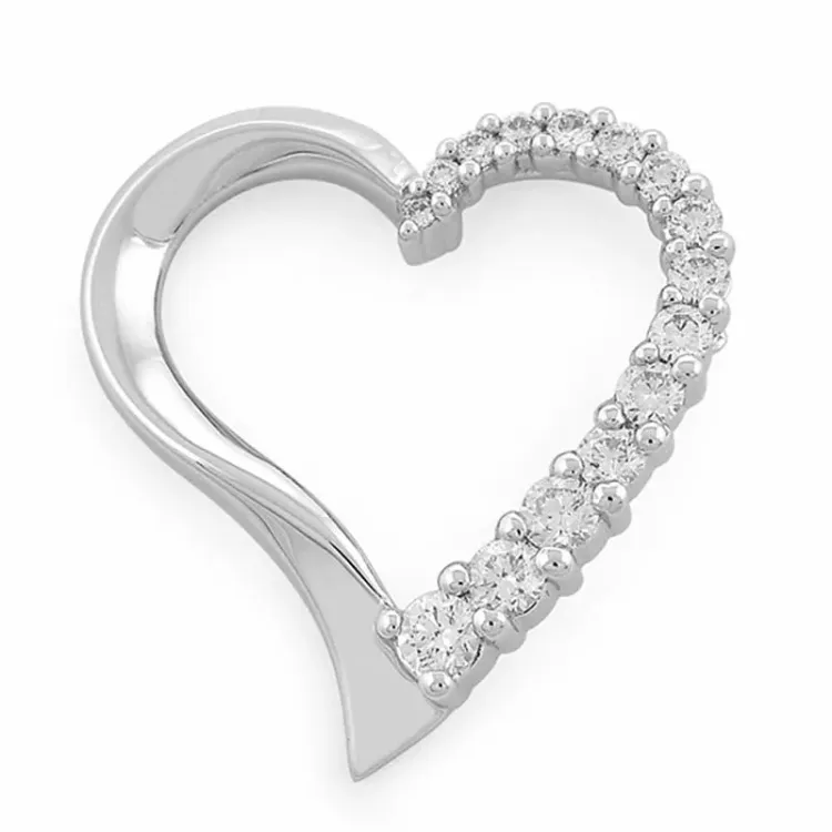 hjärta diamantberlocker i 14  carat vitguld 0,37 ct