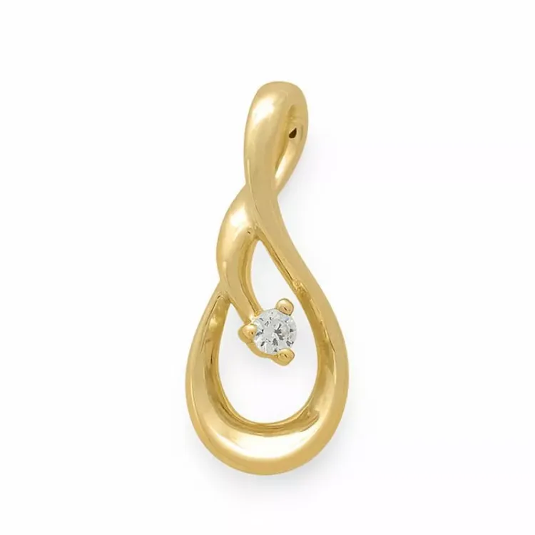abstrakt diamantberlocker i 14 carat guld 0,03 ct