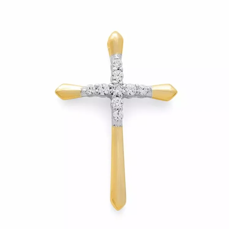 kors diamantberlocker i 14 carat guld- och vitguld 0,15 ct