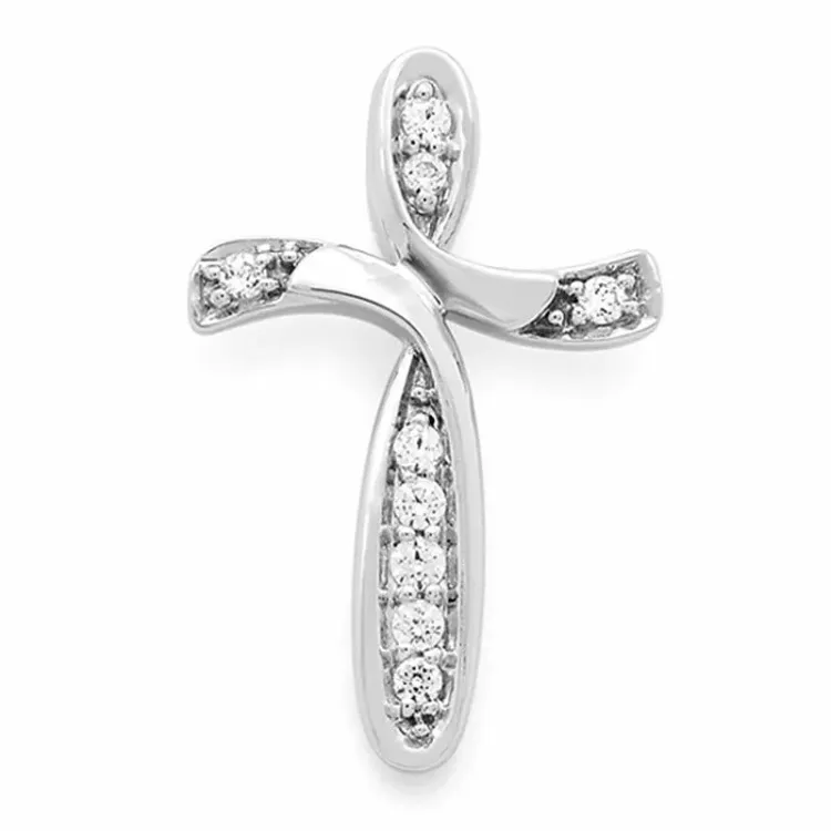 kors diamantberlocker i 14 carat vitguld 0,10 ct