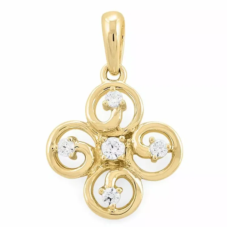 Trendig fyrklöver diamantberlocker i 14 carat guld 0,18 ct