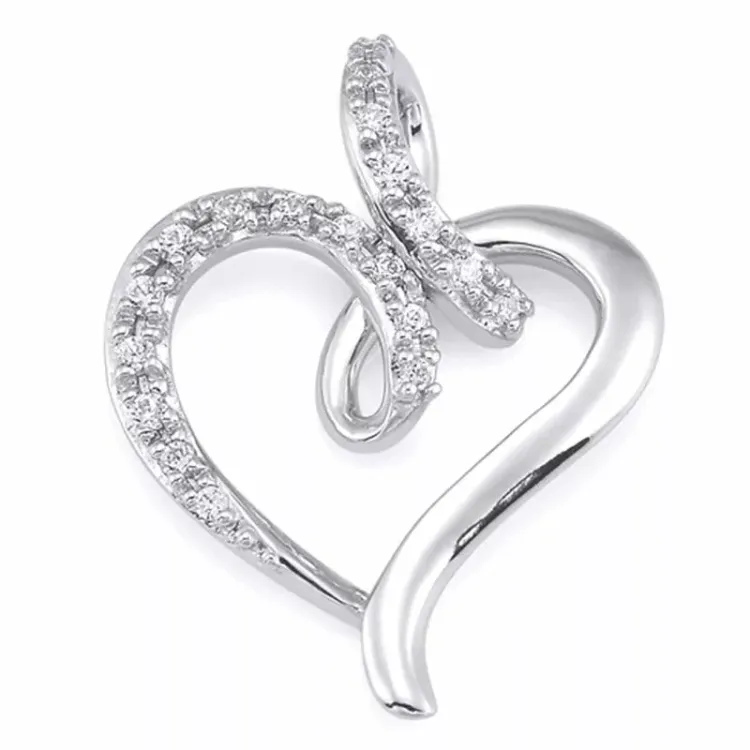 hjärta diamantberlocker i 14 carat vitguld 0,12 ct