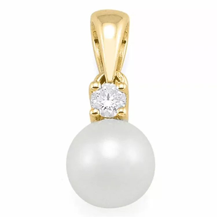 pärla diamantberlocker i 14  carat guld 0,05 ct