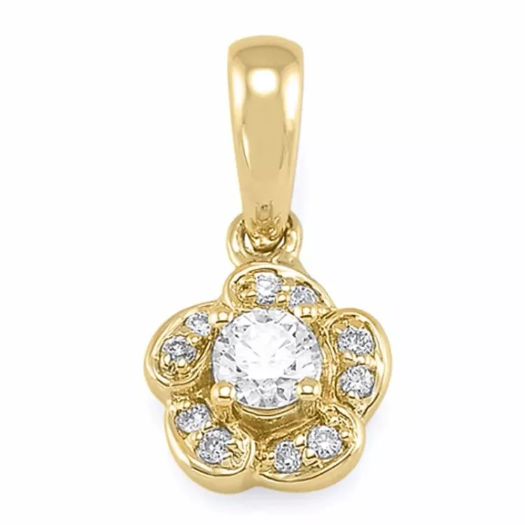 blommor diamantberlocker i 14  carat guld 0,12 ct 0,04 ct