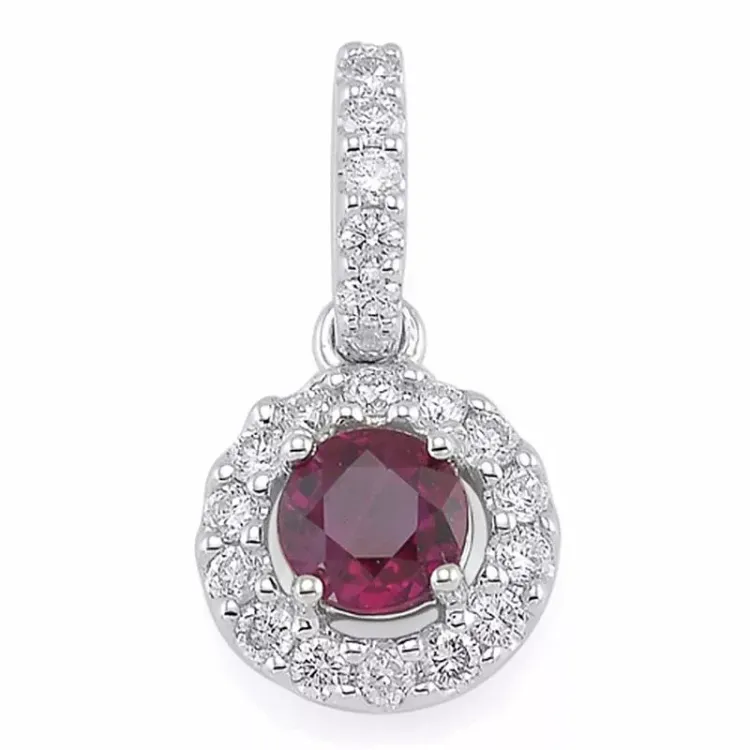 äkta rubin diamantberlocker i 14 carat vitguld 0,19 ct 0,45 ct