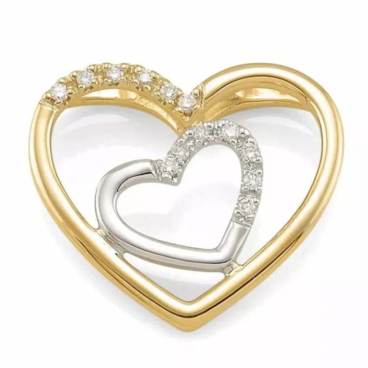 hjärta diamantberlocker i 14  carat guld 0,05 ct