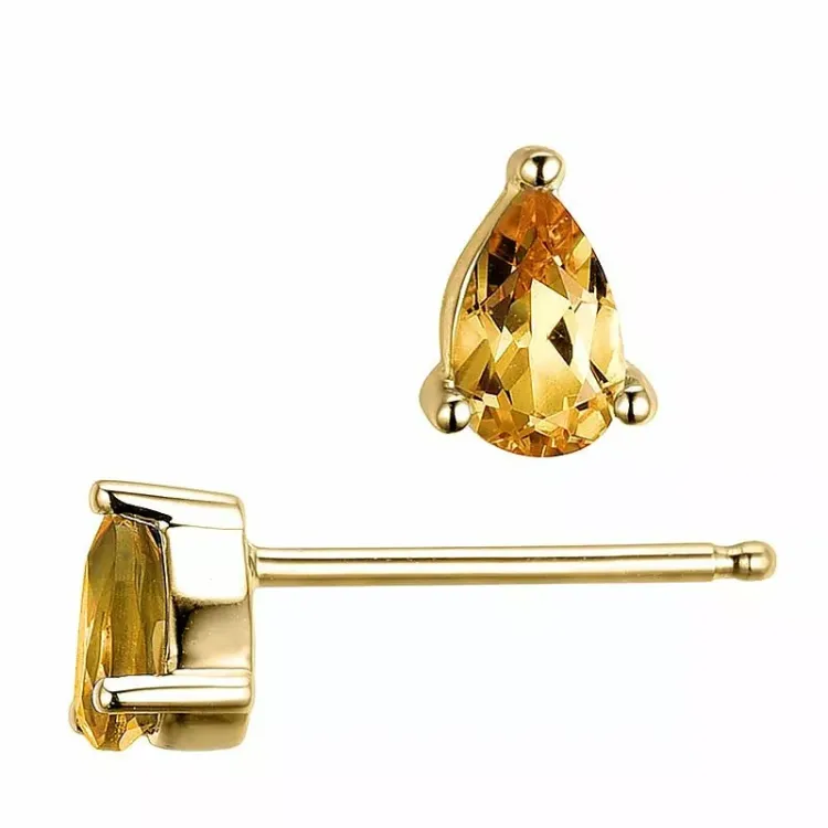 2 x 0,20 ct smycke gula citrin örhängestift i 14 karat guld med citrin 