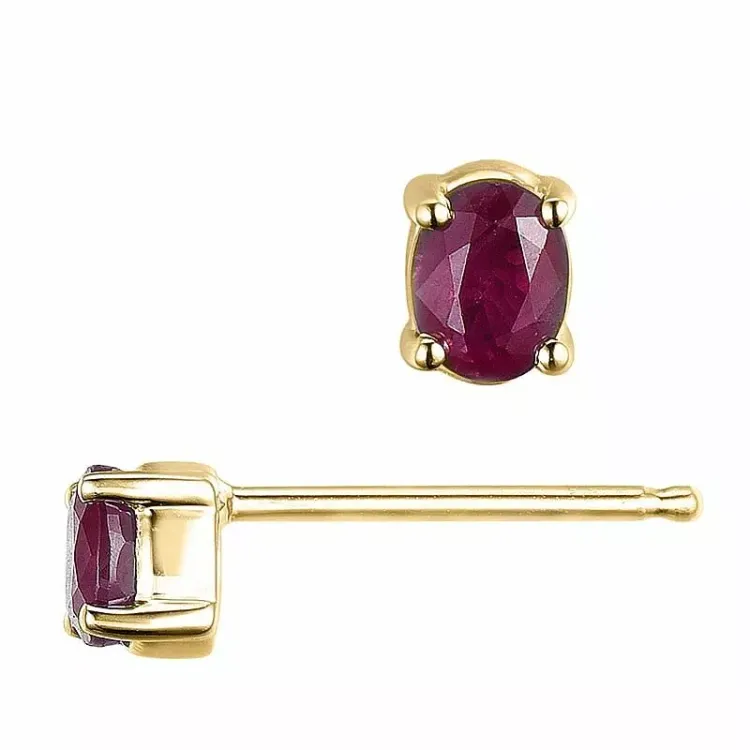 2 x 0,25 ct smycke röda rubin örhängestift i 14 karat guld med rubin 