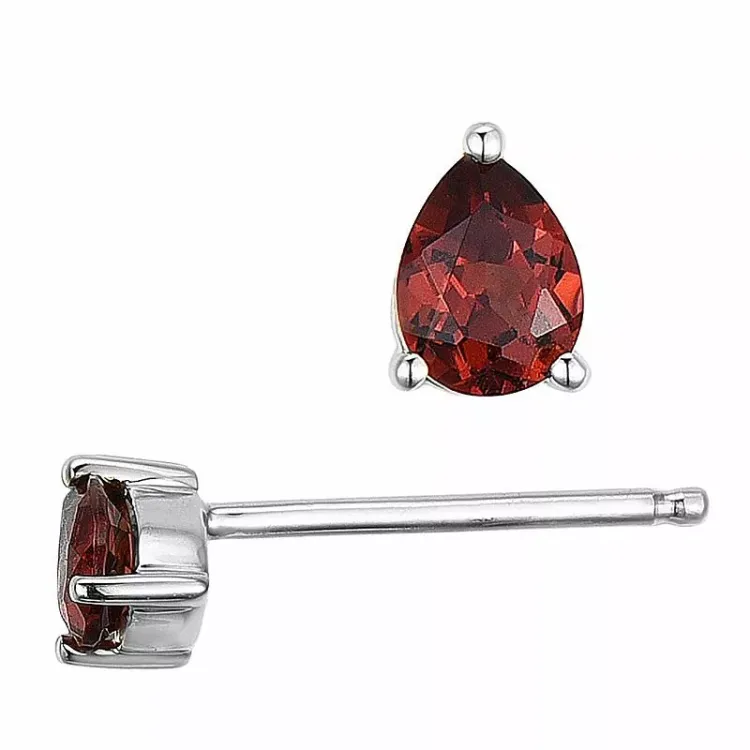 2 x 0,23 ct granat örhängestift i 14 karat vitguld med granat