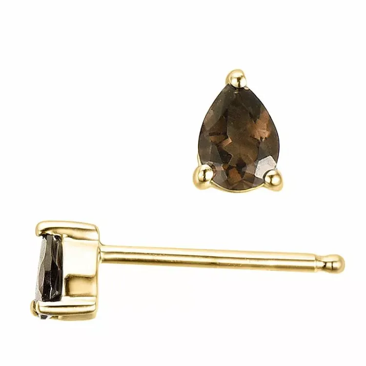 2 x 0,15 ct rökfärgat kvarts örhängestift i 14 karat guld med kvarts