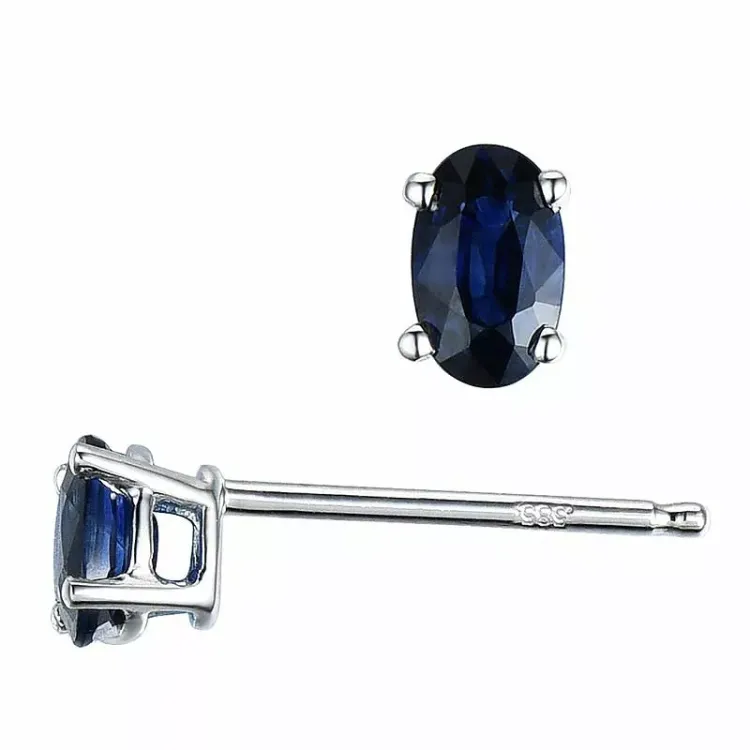 2 x 0,35 ct safir örhängestift i 14 karat vitguld med safir 