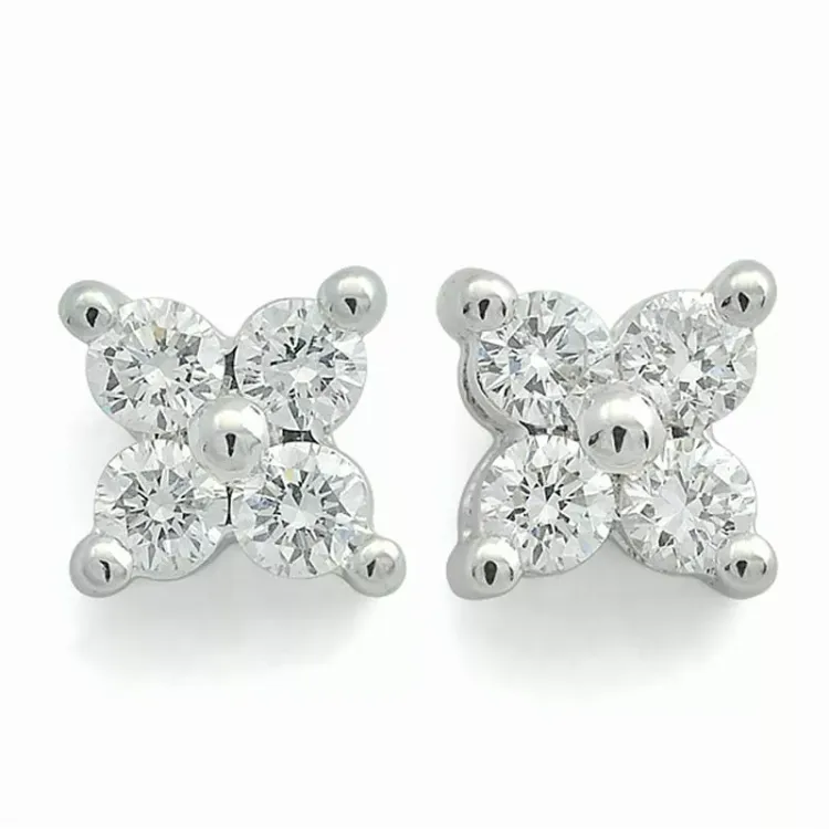 blommor diamantörhängen i 14 karat vitguld med diamant 