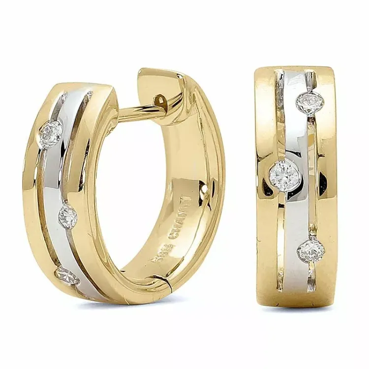 13 mm diamant creol i 14 karat guld och vitguld med diamant