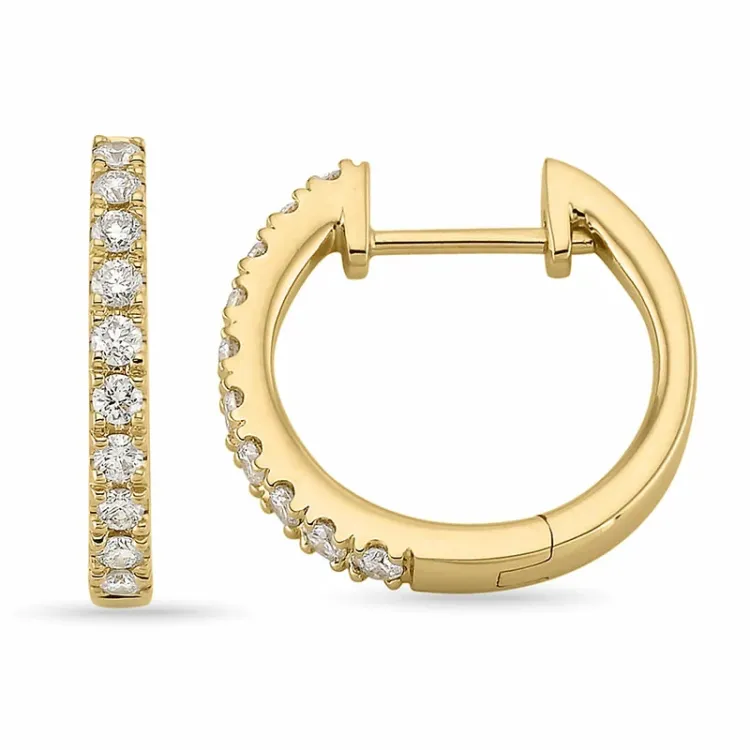 15 mm diamant creol i 14 karat guld med diamant 