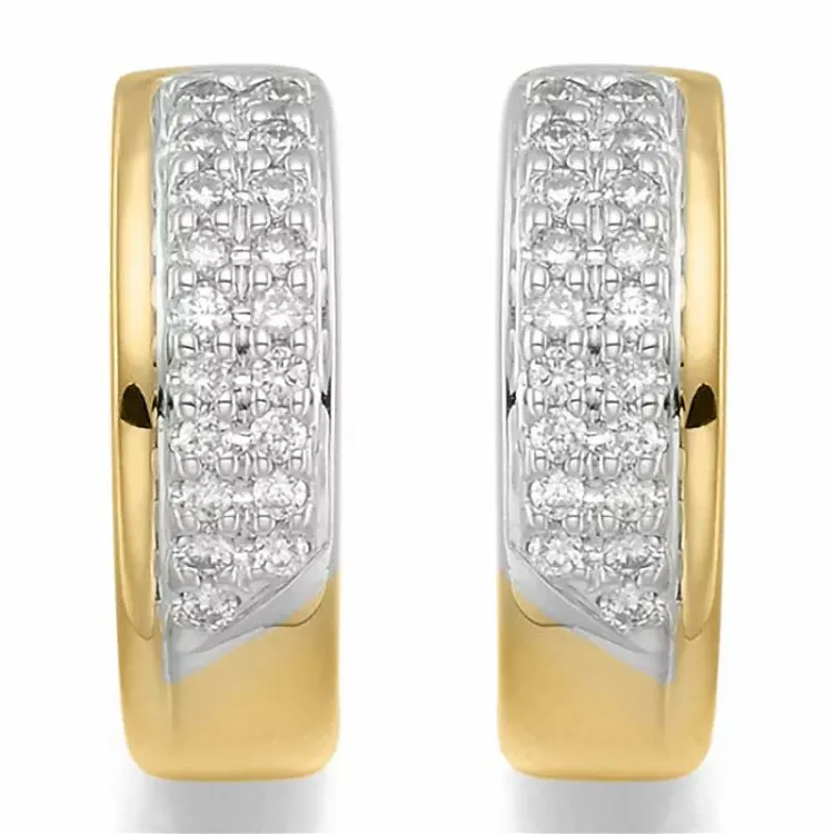 14 mm diamant creol i 14 karat guld och vitguld med diamant 