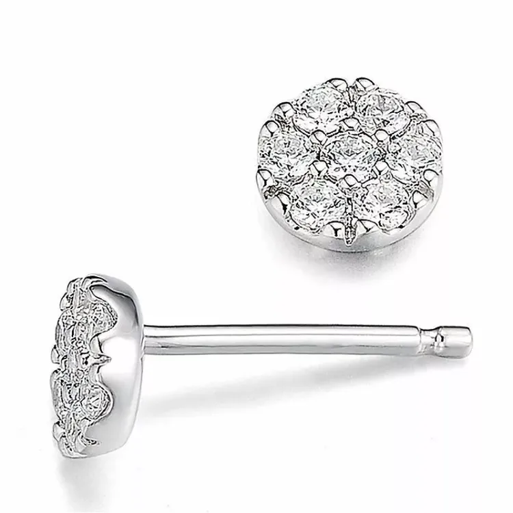 runda diamantörhängen i 14 karat vitguld med diamant