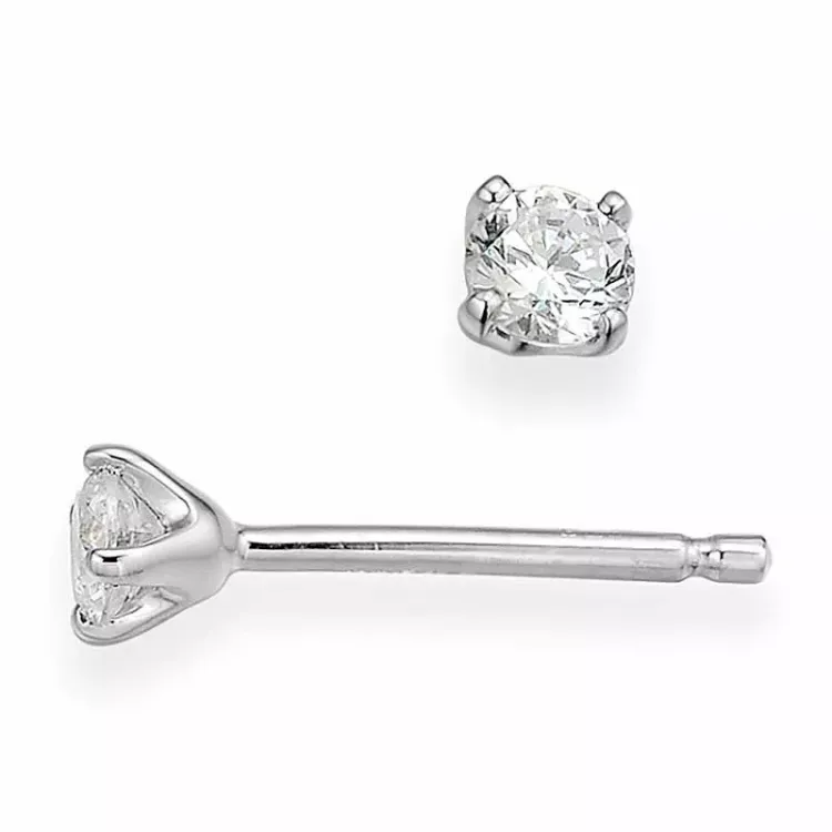diamant örhängestift i 14 karat vitguld med diamant