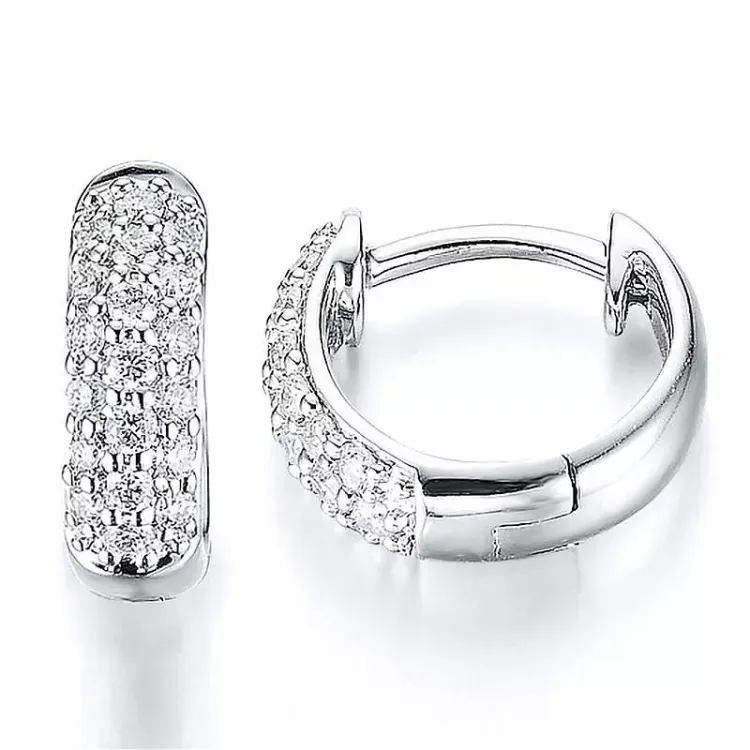 10 mm diamant creol i 14 karat vitguld med diamant