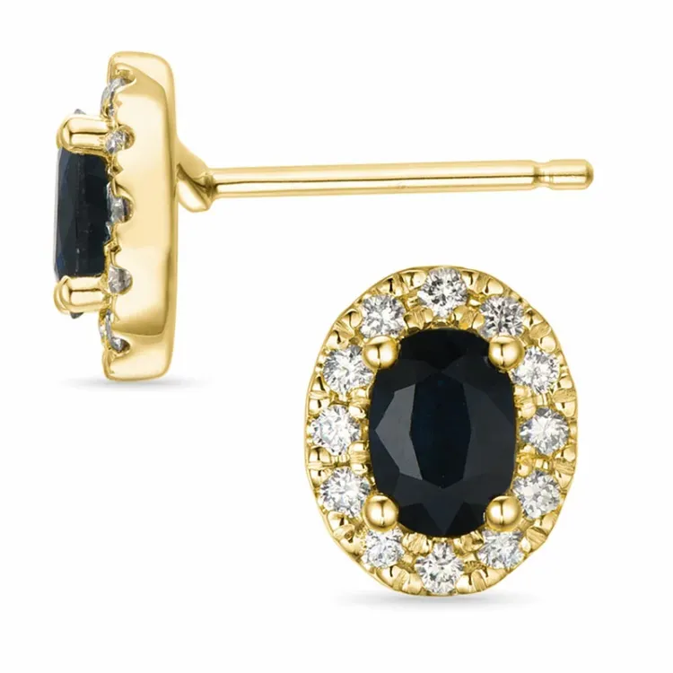 rosett safir diamantörhängen i 14 karat guld med safir och diamant 
