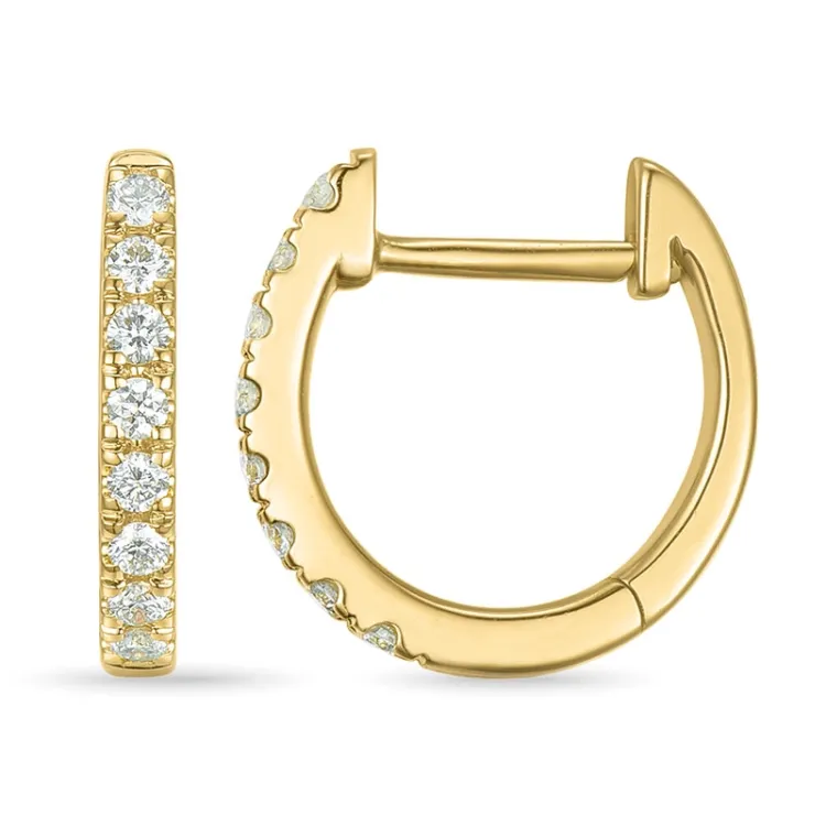 12,5 mm diamant creol i 14 karat guld med diamant 