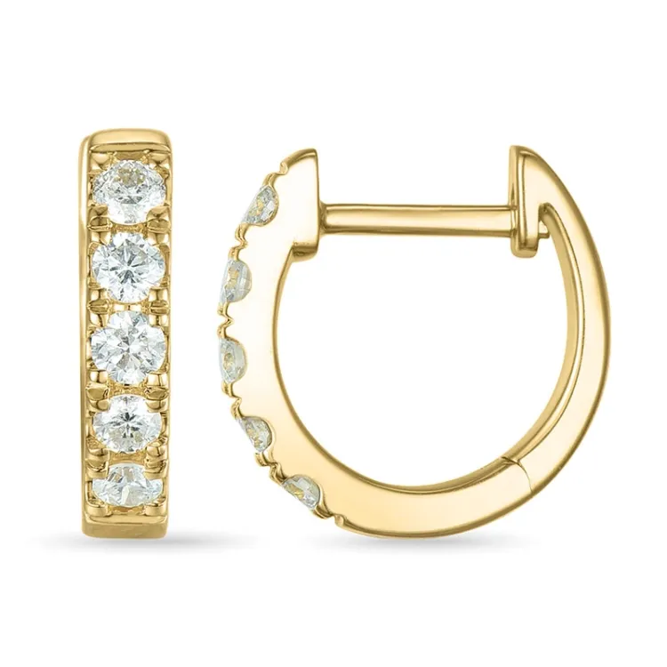 diamant creol i 14 karat guld med diamant