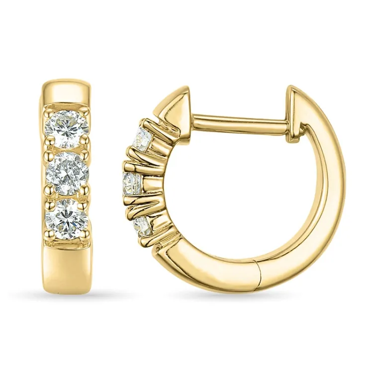diamant creol i 14 karat guld med diamant