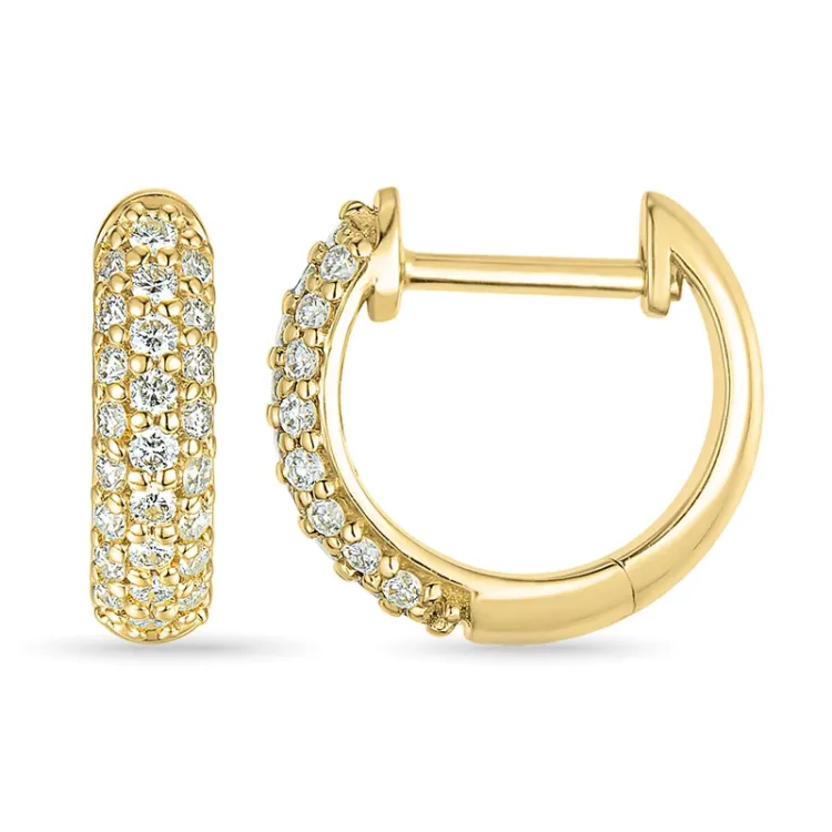 diamant creol i 14 karat guld med diamant