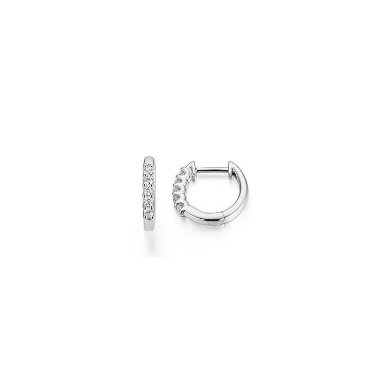 13 mm diamant creol i 14 karat vitguld med diamant 