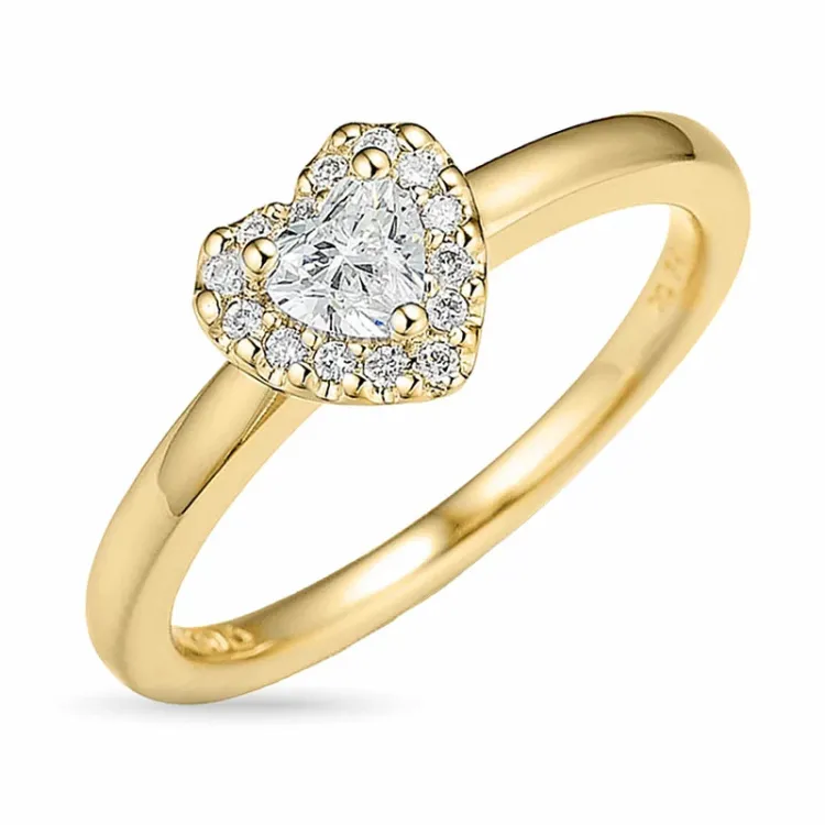Hjärta diamantring i 14 karat guld 0,24 ct 0,08 ct