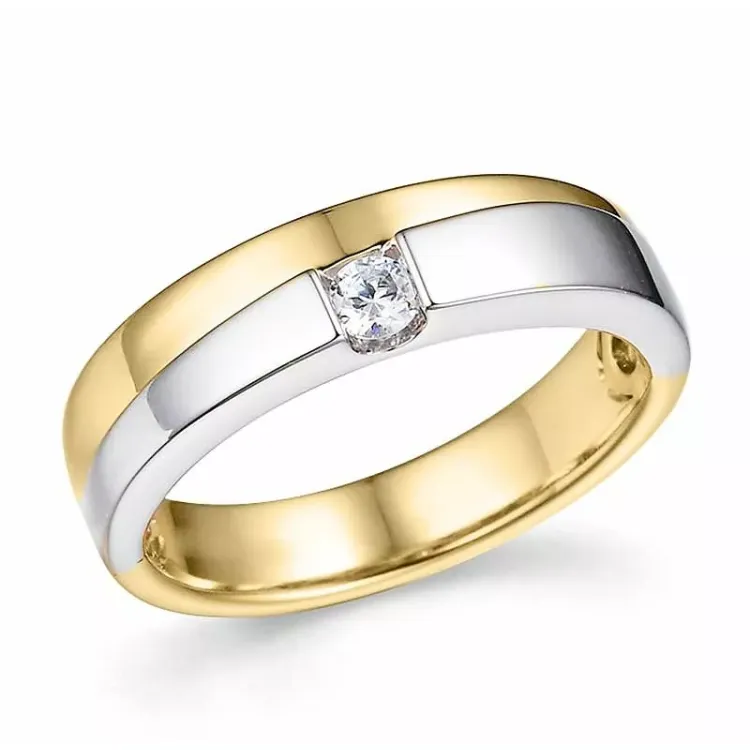 abstrakt diamant ring i 14  karat guld- och vitguld 0,1 ct