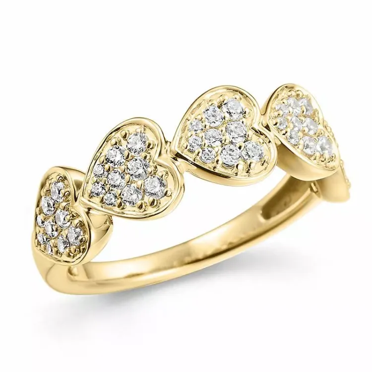 bred diamant hjärtering i 14 karat guld 0,48 ct