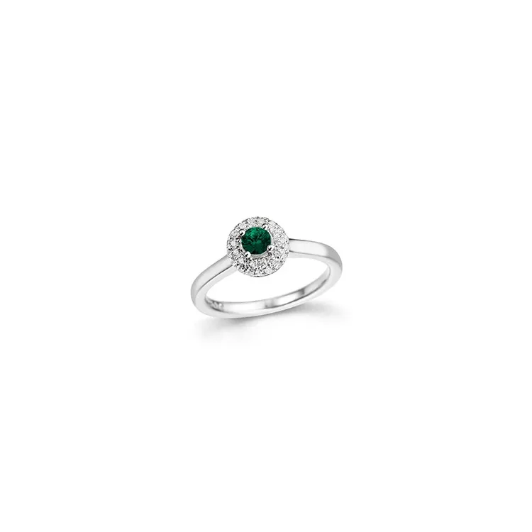smaragd diamantring i 14  karat vitguld 0,27 ct 0,24 ct