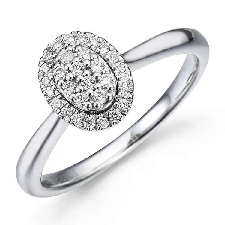 oval briljantring i 14 karat vitguld 0,18 ct