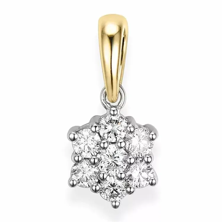 fyrkantigt diamantberlocker i 14 carat guld- och vitguld 0,33 ct