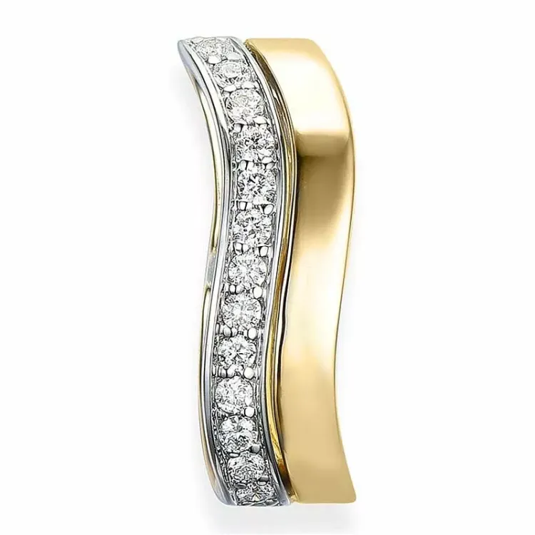 äkta  diamantberlocker i 14  carat guld- och vitguld 0,19 ct
