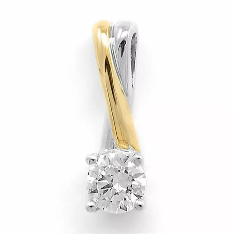 fyrkantigt diamantberlocker i 14 carat guld- och vitguld 0,26 ct