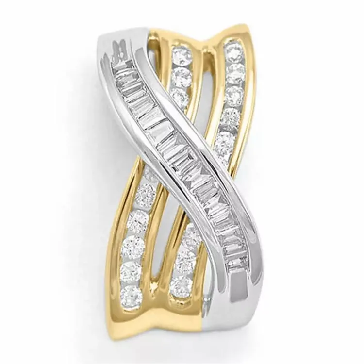 abstrakt diamantberlocker i 14  carat guld- och vitguld 0,28 ct 0,20 ct