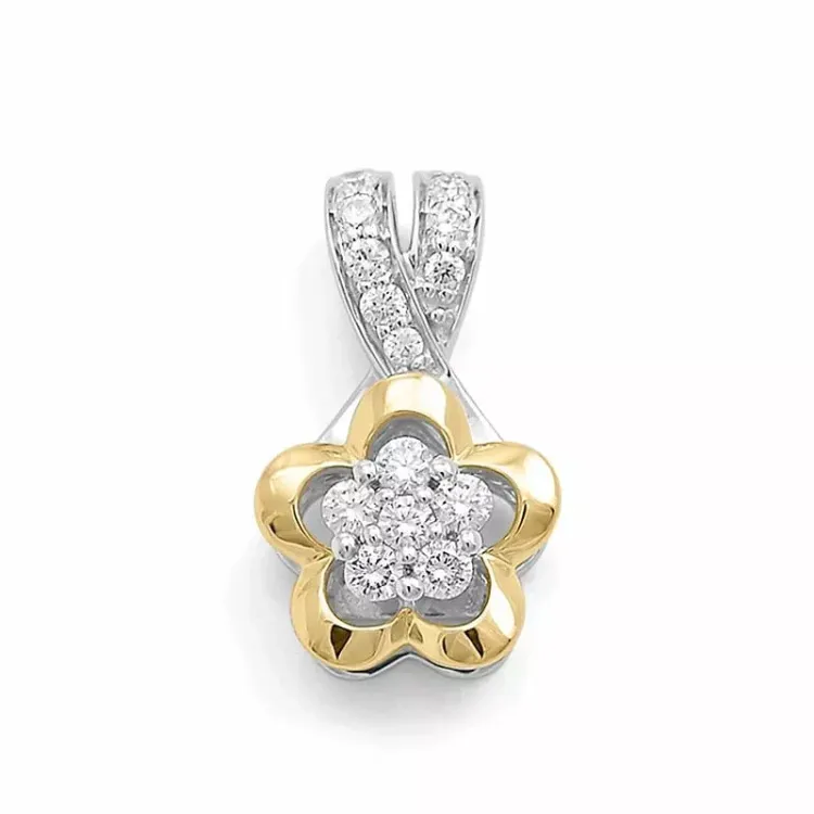blommor diamantberlocker i 14 carat guld- och vitguld 0,24 ct