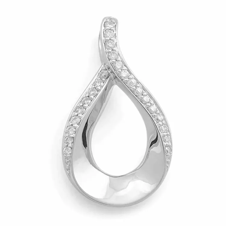 Stort diamantberlocker i 14 carat vitguld 0,34 ct