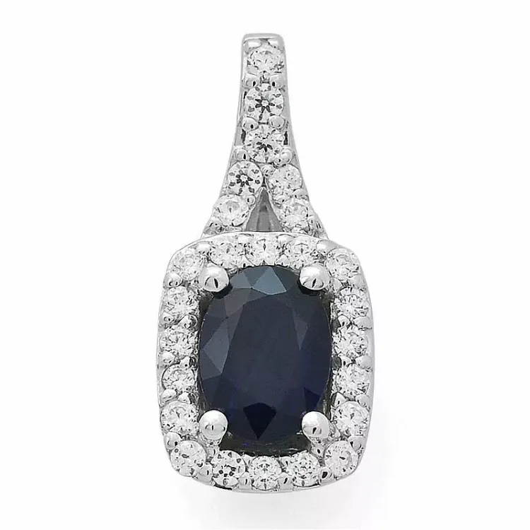 Stort fyrkantigt safir diamantberlocker i 14 carat vitguld 0,30 ct 1,05 ct