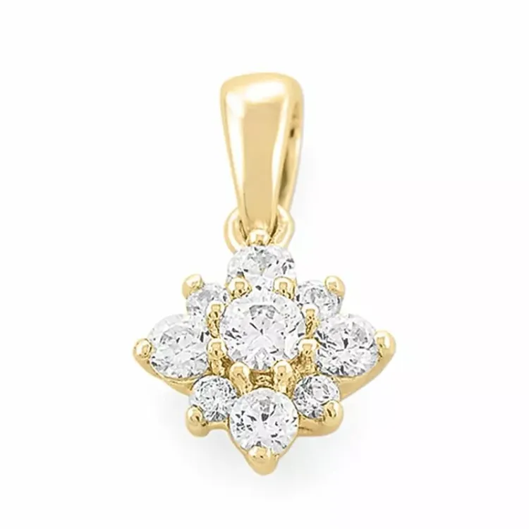 fyrkantigt diamantberlocker i 14 carat vitguld 0,33 ct