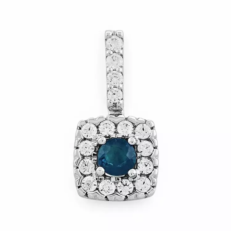 fyrkantigt safir diamantberlocker i 14  carat vitguld 0,25 ct 0,23 ct
