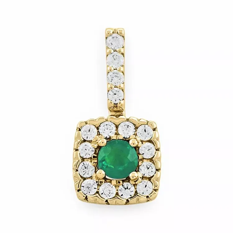 fyrkantigt smaragd diamantberlocker i 14  carat guld 0,25 ct 0,20 ct