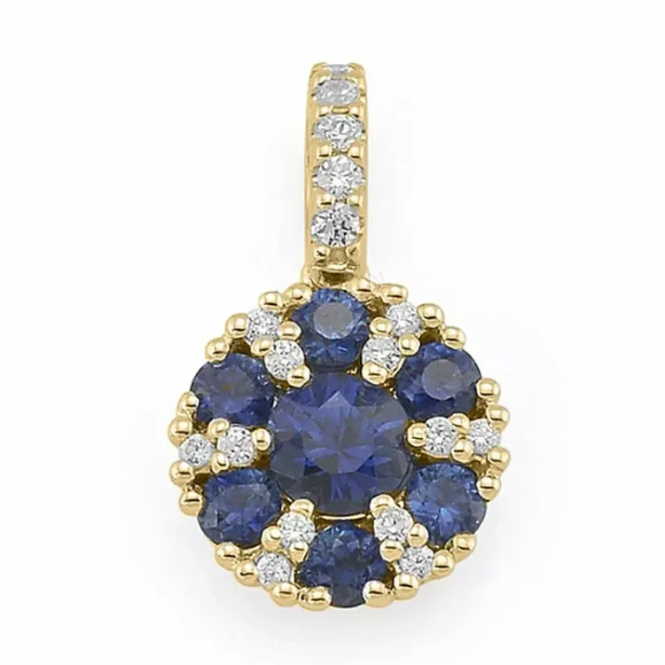 blå safir hängen i 14  carat guld 0,089 ct 0,68 ct