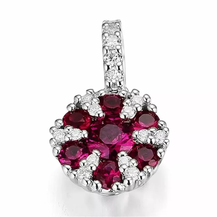 rubin hängen i 14 carat vitguld 0,089 ct 0,68 ct