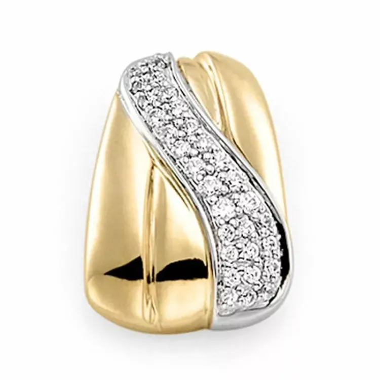 Abstrakt diamant hängen i 14 carat guld- och vitguld 0,149 ct