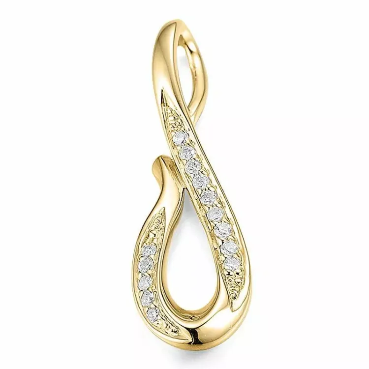 abstrakt diamant hängen i 14 carat guld 0,1 ct