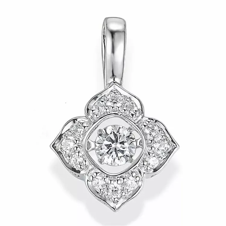 blommor diamant hängen i 14 carat vitguld 0,332 ct