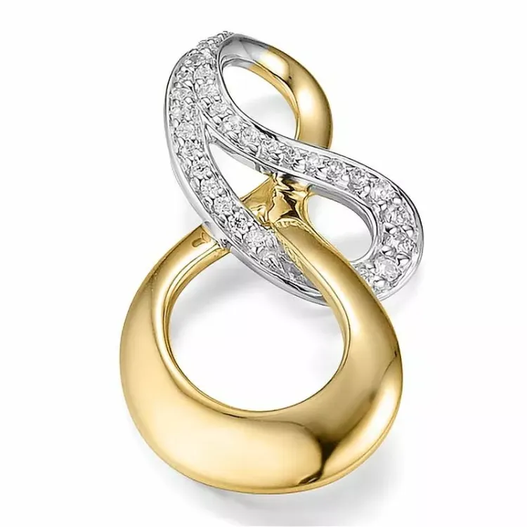 runt diamant hängen i 14  carat guld- och vitguld 0,153 ct