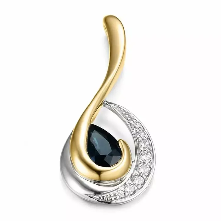 abstrakt safir diamantberlocker i 14 carat guld- och vitguld 0,071 ct